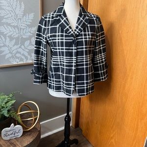Talbots Black/Ivory Plaid Blazer